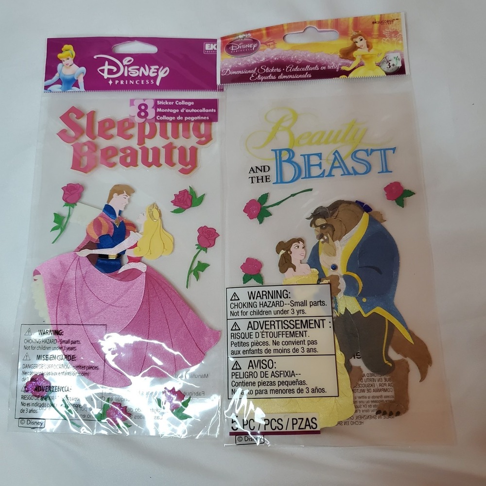 DISNEY  Sleeping Beauty AURORA‎ & PRINCE DANCING And Beauty Beast Sticker Set